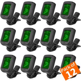 Guitar Tuner Clip On Ukulele Tuner for Guitar Bass Ukulele Violin banjo Tuner (Tuner 12 Pack)