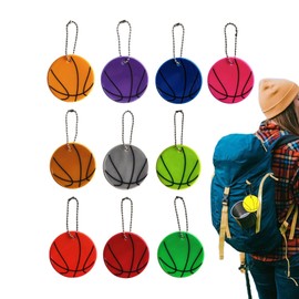 Basketball Reflective Pendant - Reflector Key Reflective Key Chains Set of 10 | Waterproof High Visibility Safety Keyrings Reflective Gear for Hiking Running Camping