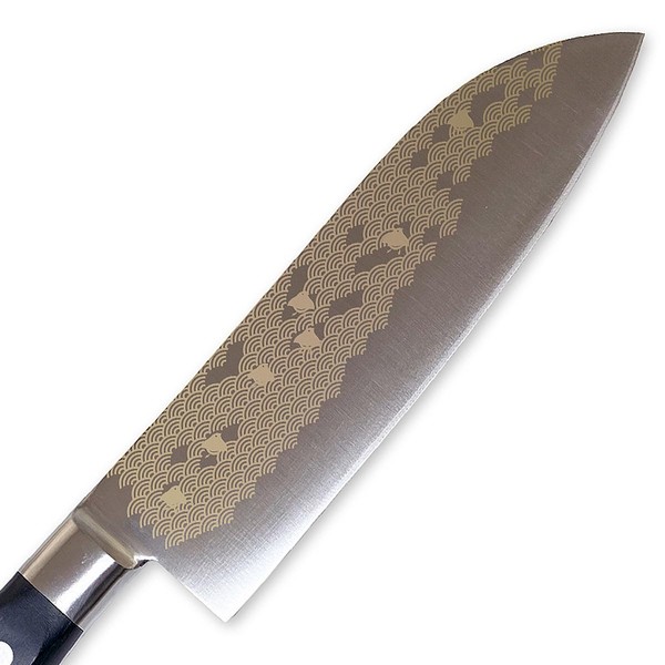 匠美風 多目的 包丁 金彩彫り 波千鳥 三徳包丁 170mm 刃渡り 170mm モリブデン鋼