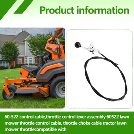 DONFON 60-522 Control Cable, 60522 Lawn Mower Throttle Control Cable, Compatible with Replacement 121223, 121223MA, 21223, 21223PA, M143338