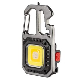 BY-J Cob Mini Flashlight Keychain Light, 500 Lumens Bright Rechargeable, Small Multi-Function Work Light, 7 Modes Portable Pocket Light Battery Display Bottle Opener for Camping Emergency Lighting