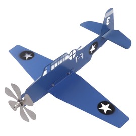 Airplane Weather Vane, Metal Wind Spinner for Garden Yard, Blue, Rotates with Wind