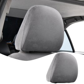 Flygun Pack-2 Car Seat Headrest Cover, Elastic Fabric Dust-roof Covers, Headrest Protective Covers, Headrest Cover Replacements, Auto Decoration, Universal for Most Cars, Trucks, SUVs (Gray)