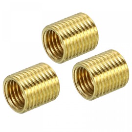 sourcing map Thread Reducing Nuts Insert M10 x 1mm Male to M8 x 1mm Female Brass Adapters 10mm Long Pipe Fitting Conversion Sleeve Reducer, Pack of 3