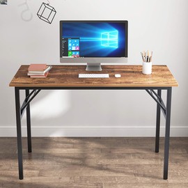 SogesGame Computer Desk, 47 Inch Modern Simple Style Folding Tables, Home Office Writing Desk, Folding Table, No Install Needed, Retro Black