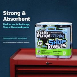 Sellars 54416 Toolbox Shop Towels 6-Pack, 11" Length x 9.4" Width, Blue (4 Packs of 6 Rolls, 55 Sheets per Roll)