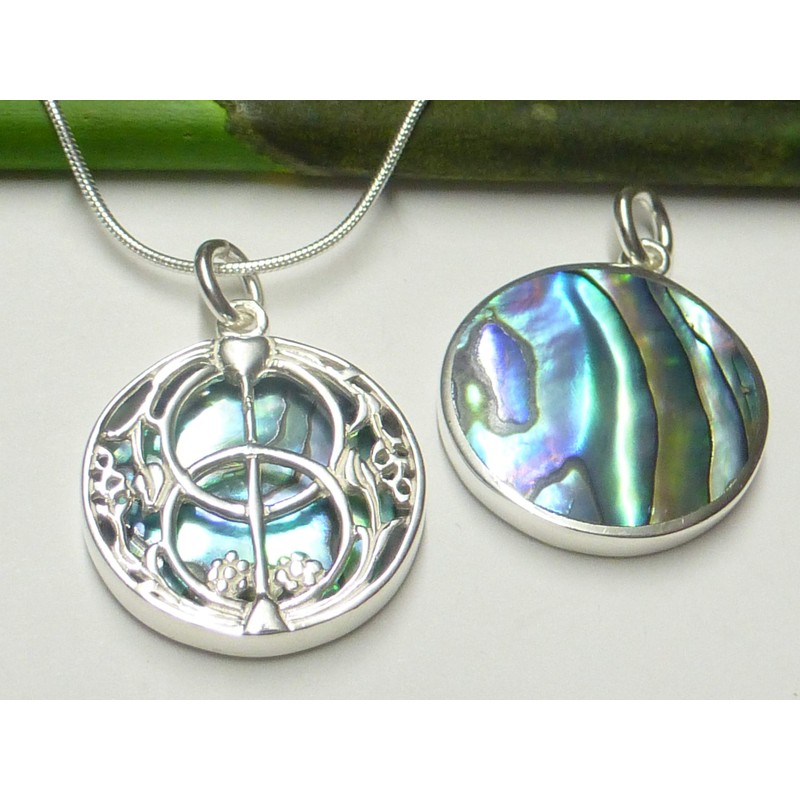 Sterling Silver Avalon Abalone Shell Pendant Necklace with 45cm Silver