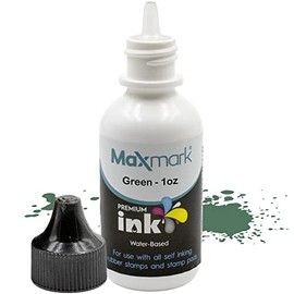 MaxMark Premium Refill Ink for self Inking Stamps and Stamp Pads, Green Color - 1 oz.