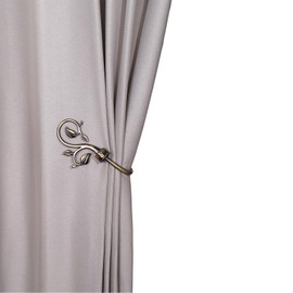 Leaf Shaped Curtain Holdbacks 2pcs, Handmade Metal Curtain Side Holders for Wall, Antique Brass Curtain Tieback Hook Pull Backs for Drapes Window Home Decoration (Bronze)