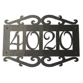 Spanish Mediterranean Custom Hammered Wrought Iron Address Plaque APH14