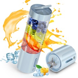 Personal Portable Blender - 16 Oz Mini Cup with 6 Blades, USB Rechargeable - Perfect for Shakes, Smoothies and Juice - Compact Blender for Travel, Gym, Kitchen and Office