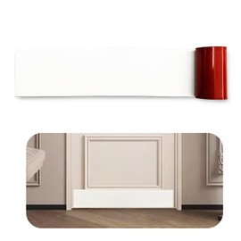 BAJIAOREN Silicone Rubber Door Kick Plate 6x48 Inches Self Adhesive White Cut-to-Fit Cabinet KickPlates Or for 40-48 Inch Exterior Interior Doors Peel and Stick On 6''x48''