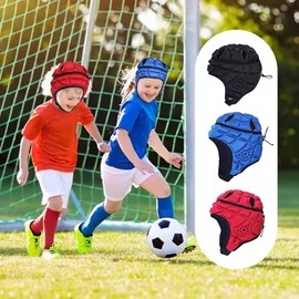 Civlann Goalkeeper Soft Padding Headgear, Breathable Head Padded, Adjustable Helmet for 7v7 Passing Leagues, Flag Football, Rugby, Brazilian jiu-Jitsu, Children Playing - Red * S