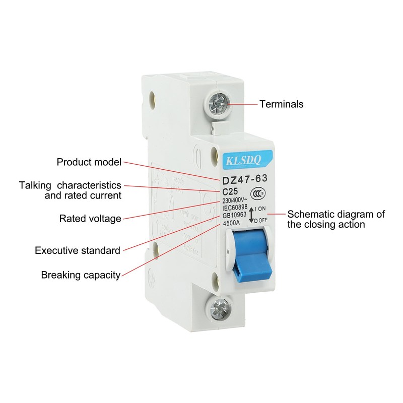sourcing map Miniature Circuit Breaker Low Voltage AC 25A 230/400V