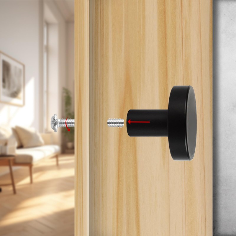 CVIUYO 6 Pcs 30mm Round Cabinet Knobs, Black Drawer Knobs,
