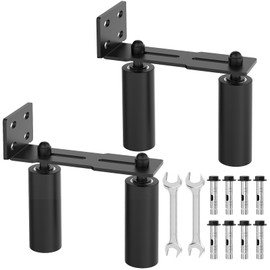 MeBantoo Heavy Duty Sliding Gate Guide Roller Hardware Kit, 6" Black Nylon Wheels with Steel L-Bracket, Adjustable Slide Gate Guide Roller for Rolling Door, Wood, Garage (Black-2pcs, 6in)