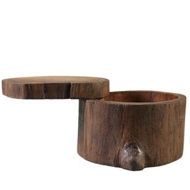 ART-CRAFT Wooden Box Wooden Box with Lid Made of Real Teak Wood Ring Box Ring Box Pill Box Small Weed Box Jewellery Box Storage Box Gift Box Collection Box Diameter 12 cm