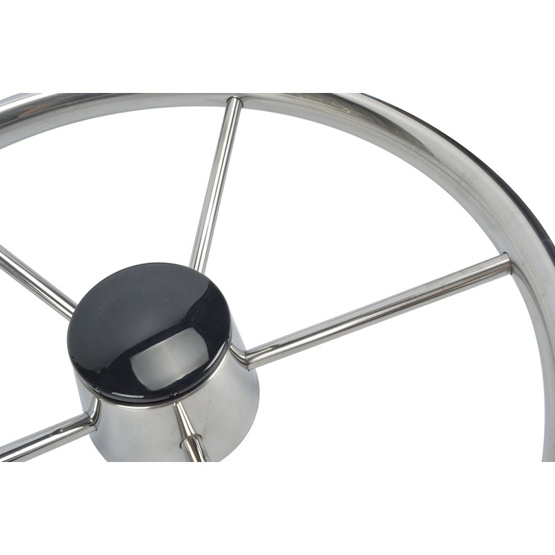 Amarine-Made 5-Spoke 13-1/2 Inch Destroyer Style Stainless Boat Steering Wheel