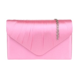 Girly Handbags Womens Satin Pleated Clutch Bag (Pink)