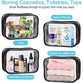 Juego de 12 Piezas Cosmetiquera Transparente PVC Mujer para Maquillaje, Neceser Transparente Impermeable con Cierre Bolsa de Aseo de Viaje, Bolsas Transparentes Impermeables para Avion, Baño, Viajar