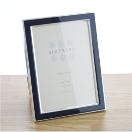 Kew Sixtrees 2-695-57 7x5 inch Silver Plated and Denim Blue Enamel Photoframe complete with Microfibre Polishing Cloth