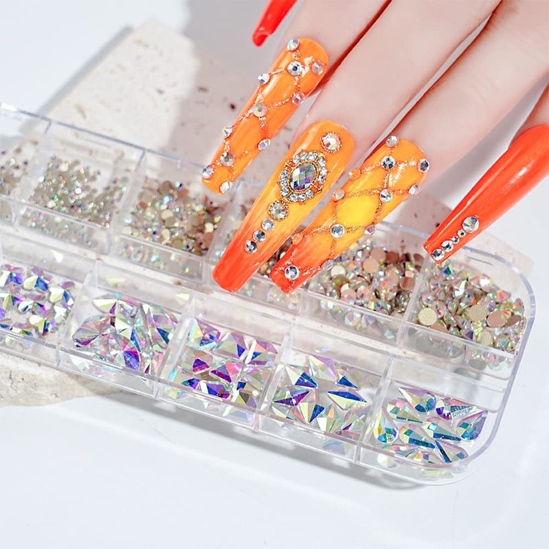735 piezas de diamantes de imitación para uñas, cristales AB