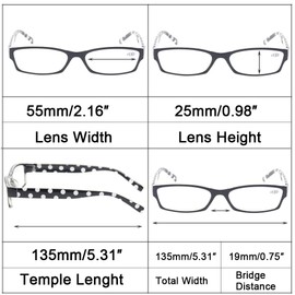 Kerecsen Reading Glasses 4 Pack Great Value Ladies Readers Quality Fashion Glasses for Women (5 Pack Mix Color, 1.50)