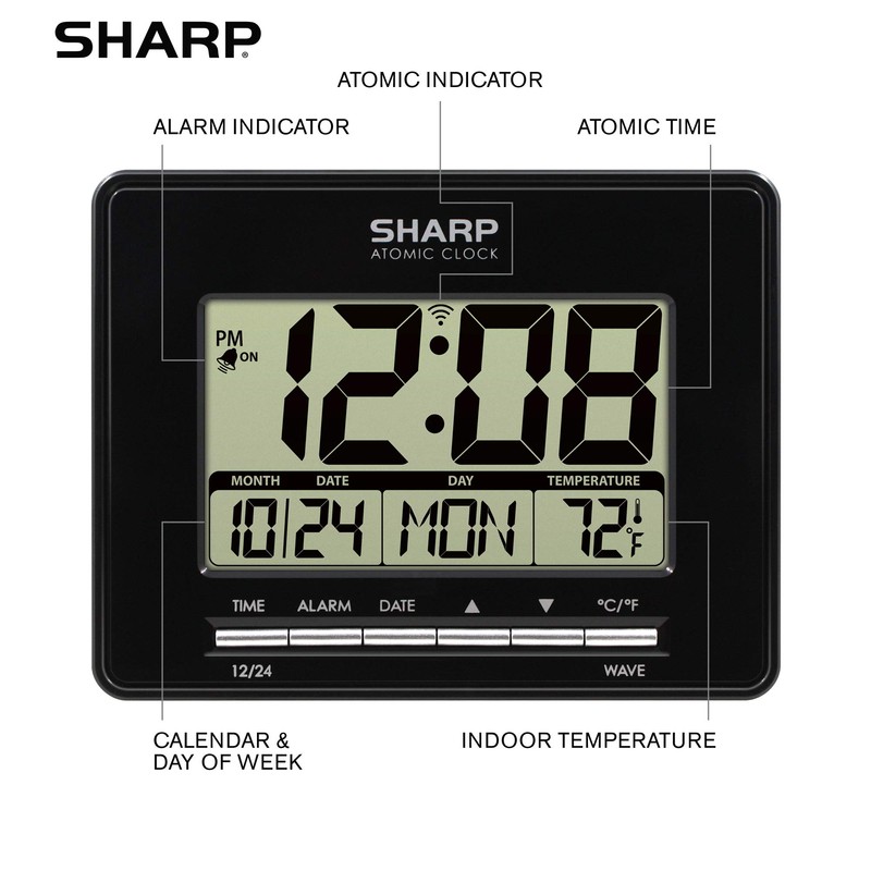 Sharp Atomic Desktop Clock – Auto Set Digital Alarm Clock