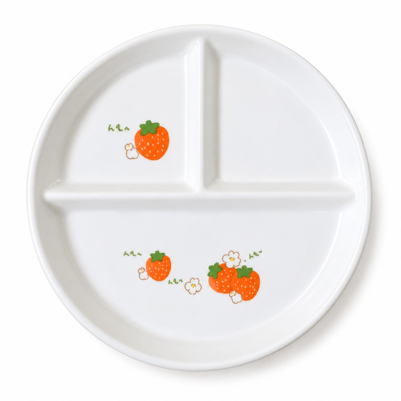 Ceramic Divided Dinner Plate – 3-Section Round Serving Plate for