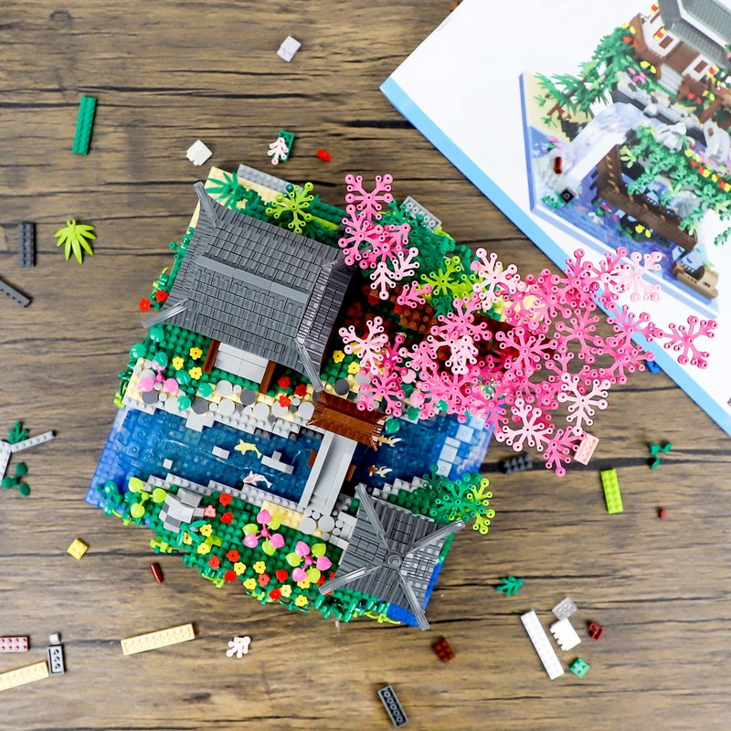 NEWABWN Peach Blossom Pond Micro Mini Building Blocks Set for