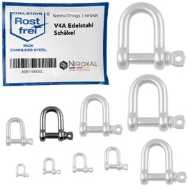 NietFullThings 2 pieces 10 mm stainless steel round shackles made of V4A short straight robust shape breaking load 4,500 kg shackle 10 x 36 mm
