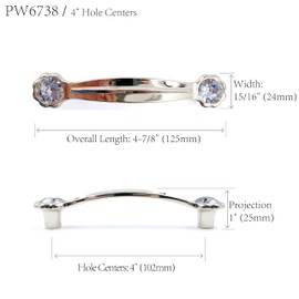 JETLAND Cabinet Drawer Crystal Pulls, 4-Pack, Grey with Clear Glass, 4" Hole Centers, Shining Daisy, Cabinet Handles for Dresser Nightstand Furniture, PW6738GY102