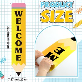 Fullhawl Welcome Classroom Door Banner Pencil Shaped Classroom Welcome Sign Vertical Back to School Door Banner for Teacher Office Wall Decoration First Day of School Party Decoration, 39'' x 8''