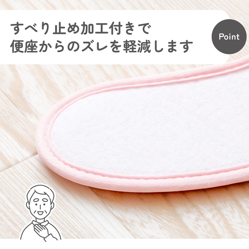 Fluffy Rich Toilet Seat Mat, Dot Pink, L-130064
