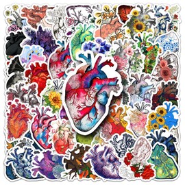 Art Stickers Aesthetic 50 Pcs Heart Stickers Bulk for Artists Fantasy Stickers Garden Stickers Cool Sticker Pack for Adults Teens Heart Aesthetic Artsy Stickers Waterproof