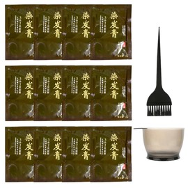 YAYAN HOUSE | 12 Sobres Shampoo Tinte Instantáneo 15min Cubre Canas Natural con Cepillo Aplicador - Sin Amoníaco, Fórmula Herbal con Jengibre, Cabello Suave y Brillante (Café oscuro)