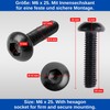 20pcs M6 x 25mm Diameter 12mm Hex Socket Head Black