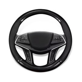 Cubre Volante para Auto de Universal de 38 cm, Funda para Volante de Auto de Fibra de Carbono, Cubre Volante Transpirable Antideslizante, Compatible con Mazda 2, 3 y CX-30 (Redondo)