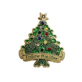 Green Merry Christmas Xmas New Year Tree Star Pin Badge Brooch Memorabilia Gift