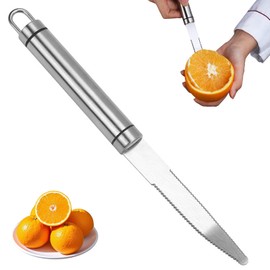 One Piece Stainless Steel Grapefruit Peelers Household Fruit Grapefruit Citrus Peeler Rust Proof Curved Serrated Peeler