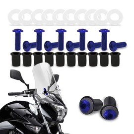 10PCS Windshield Bolts Screws Kit, Motorcycle Aluminum Fairing Screws Bolts Kit with Wrench, Windshield Screw Nuts Bolts Kit, Motorcycle Windshield Bolt Fit for Most Motocycle (Blue)