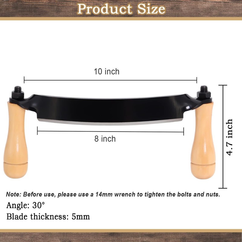 Wadoy Draw Shave Knife - 10 in Curved DrawKnife, Curved