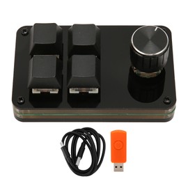 Mini 4 Key Keypad with Knob Customizable Macro Programme Hot Swappable Keyboard Cable Separate Blue Switch Mechanical Keyboard