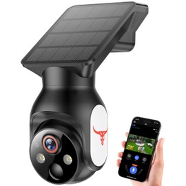 Q22-S 2K Security Camera, Outdoor Solar, High Efficiency Solar Charging, Surveillance Camera, Integrated Full Wireless, Wi-Fi Compatible, No Power Supply, 360° Wide Angle Shooting, Color Night Vision