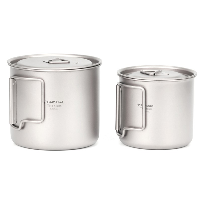 TOMSHOO Ultralight Titanium Cup Outdoor Portable 2PCS Cup Set 350ml