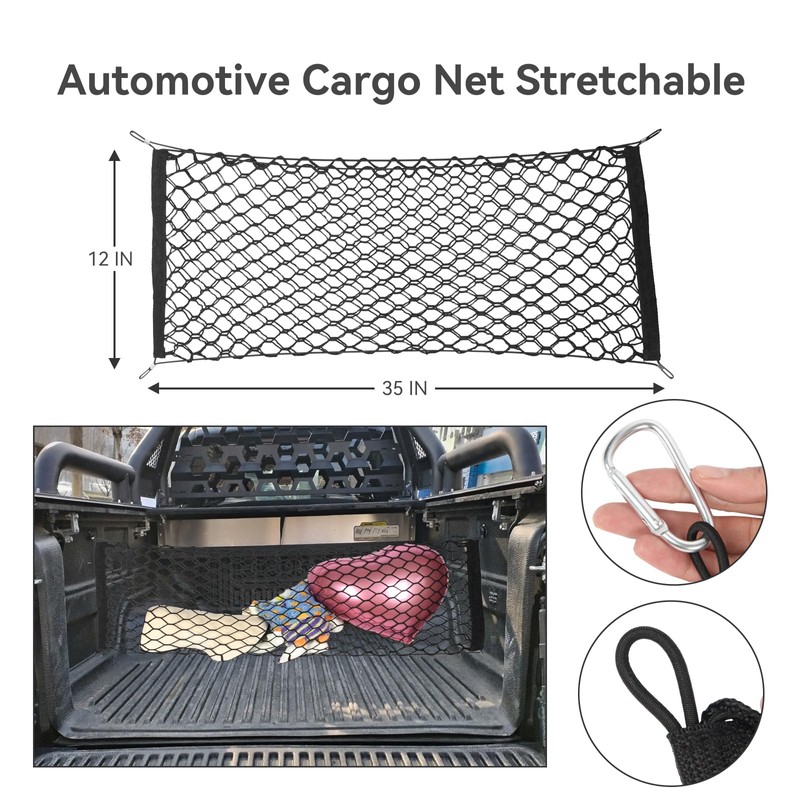 Gluebar Three Pocket Cargo Net and Automotive Cargo Net Stretchable，Cargo
