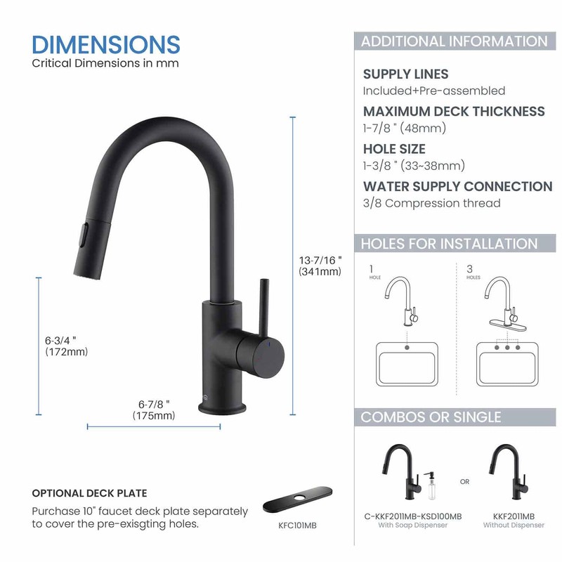 KIBI Single Handle Pull Down Faucet for Kitchen Sink |