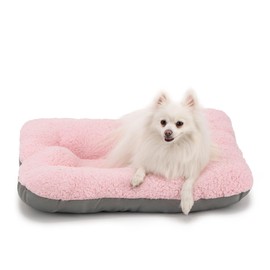 Cama Tipo Colchoneta para Perro de Forro Polar con Relleno Suave, Antiestrés y Duradero (Small, Rosa)                                                 