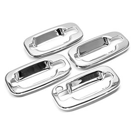 S SIZVER Chrome Door Handle Inner Bowl Bezel Surrounds Compatible with 1999-2006 Silverado+Tahoe+Suburban+Avalanche Sierra+Yukon+Yukon XL Escalade