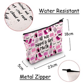 JXGZSO Funny Quotes Makeuo Bag Retail Therapy Gift All We Need Math Cosmetic Zipper Bag Emotional Therapy Gift, All We Need Is Girl Math